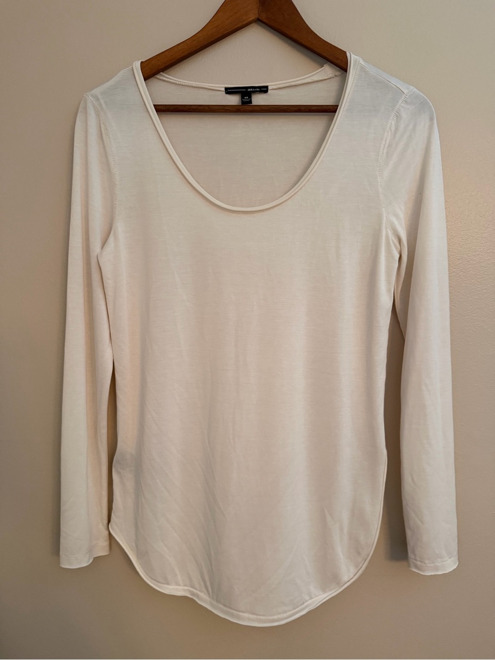 Dolce Vita Ivory Modal Blend Long Sleeve Side Slit Scoop Neck Top XS EUC